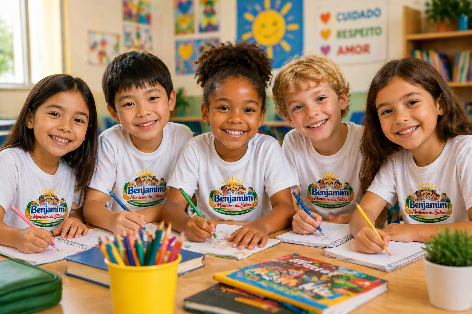 Crianças em atividade escolar